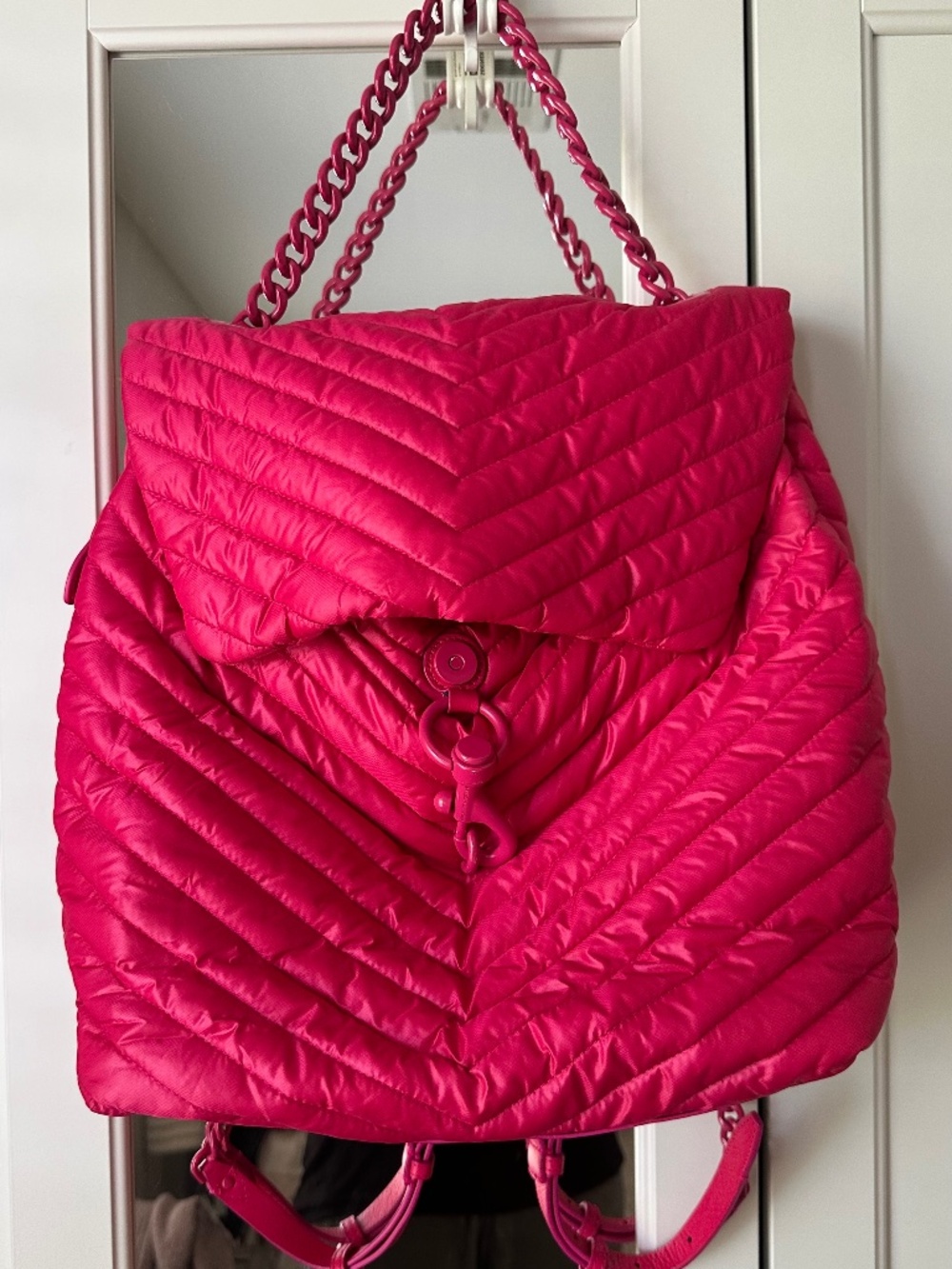 Rebecca Minkoff Edie Quilted Nylon Puffer Backpack - Hot Pink / Magenta